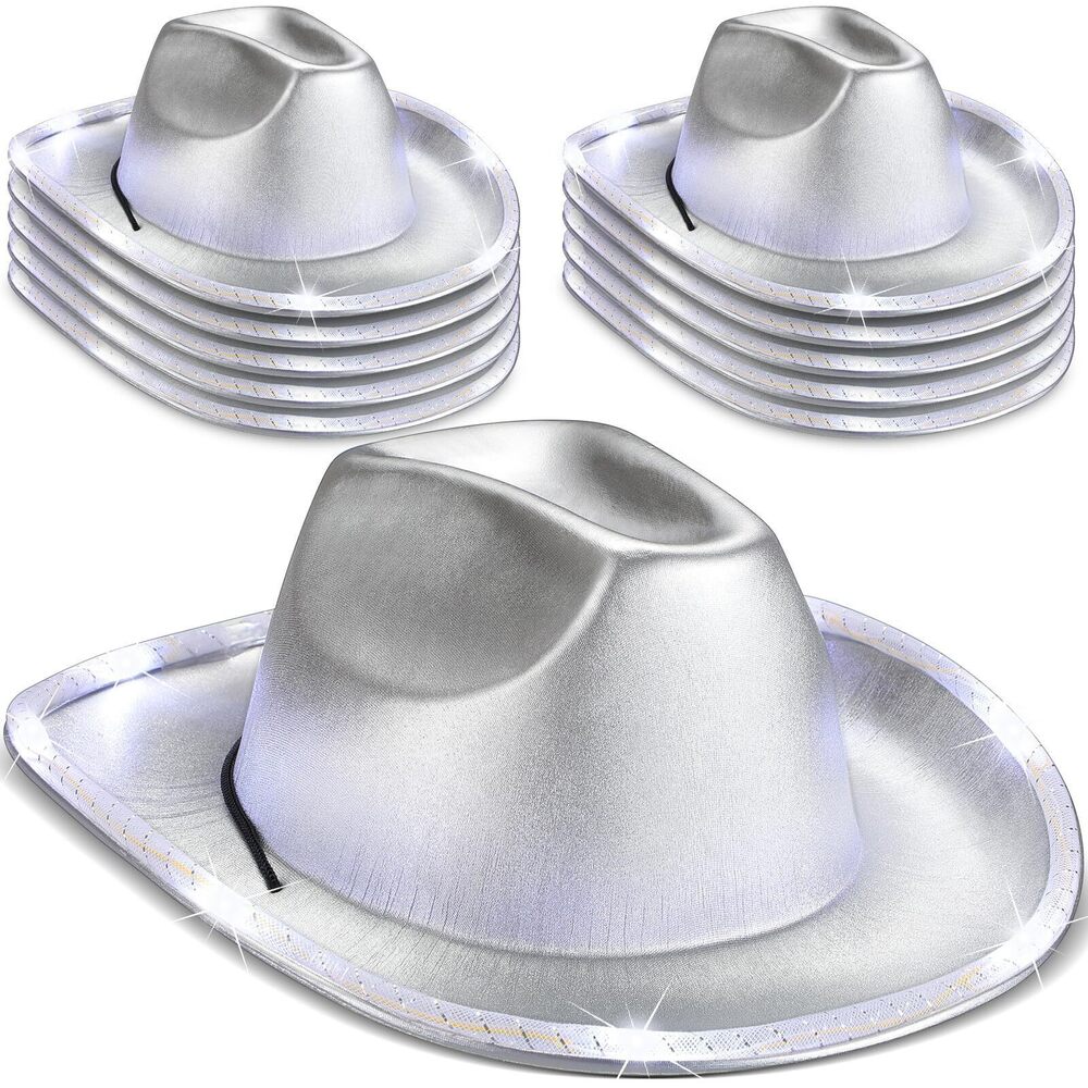 3033 Cowboy Hat, 10 Pcs Lights LED Cowboy Hat for Western Role Play, One